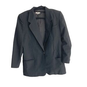 Talbots Women’s Size 14 Black Wool Button Front Blazer Jacket Classic Workwear